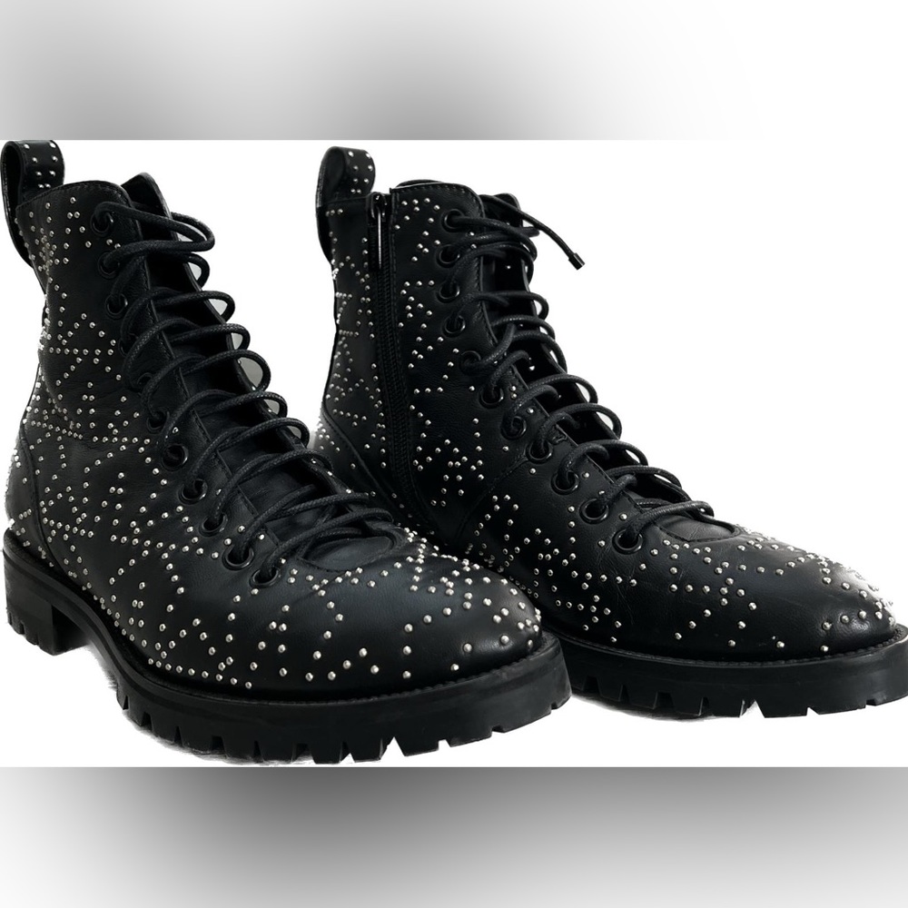 Jimmy Choo Cruz Star-Studded Combat Boots - Size 37